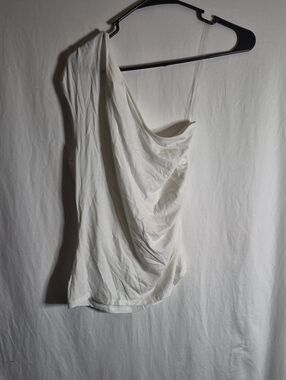 a new day White One-Shoulder Draped Camisole Top